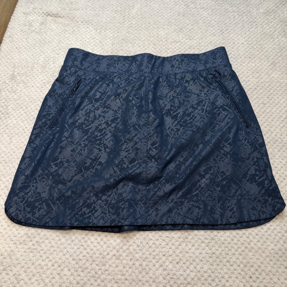 Orvis Navy Blue Abstract Print Active Skort Skirt Shorts Pockets Golf Tennis
